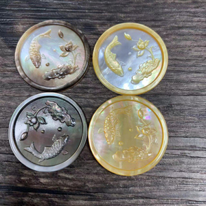 Natural Mother of pearl round shape cameo design cutting jewelry icons animal design pendant black shell image mother of pearl