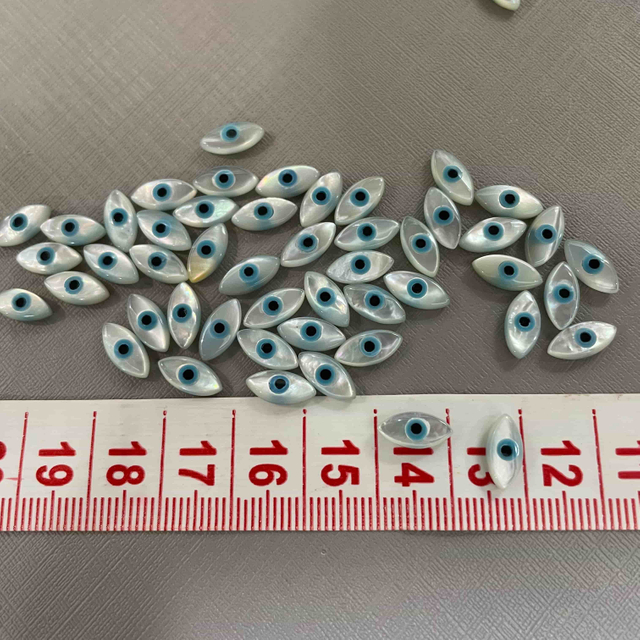 Natural Mother of pearl evil eyes cutting small beads for jewelry making design for rings for necklace fatima design white shell
