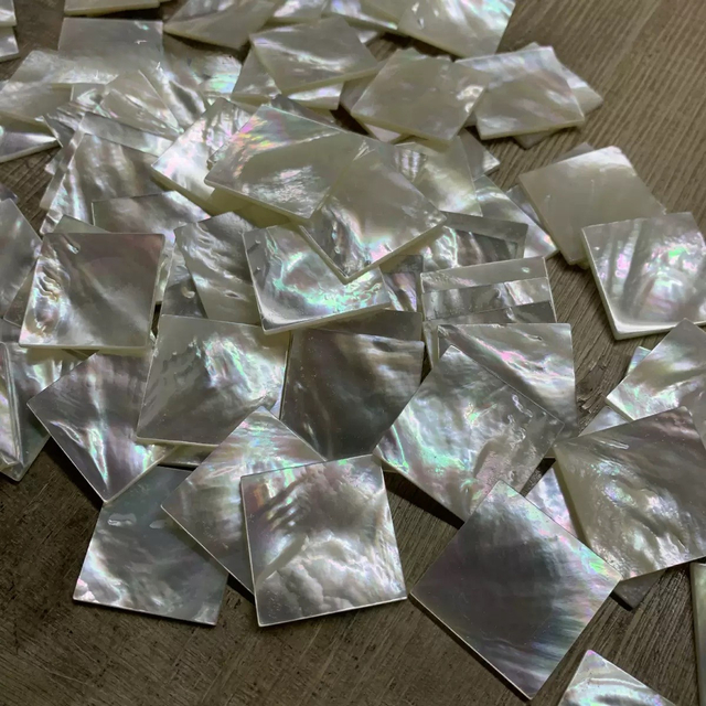 Natural Mother of pearl square shape cutting big size double plain white shell for pendant using jewelry making 