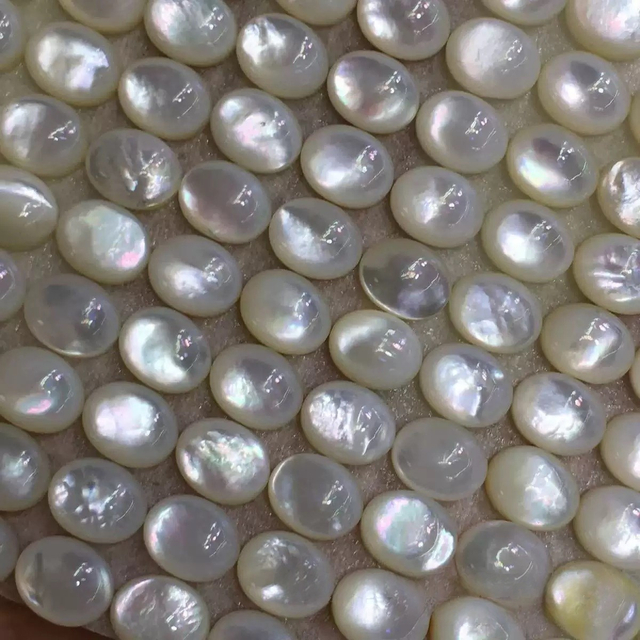 Natural Mother of pearl oval shape cabochon jewelry making rings for inlay design white shell plain face egg shape