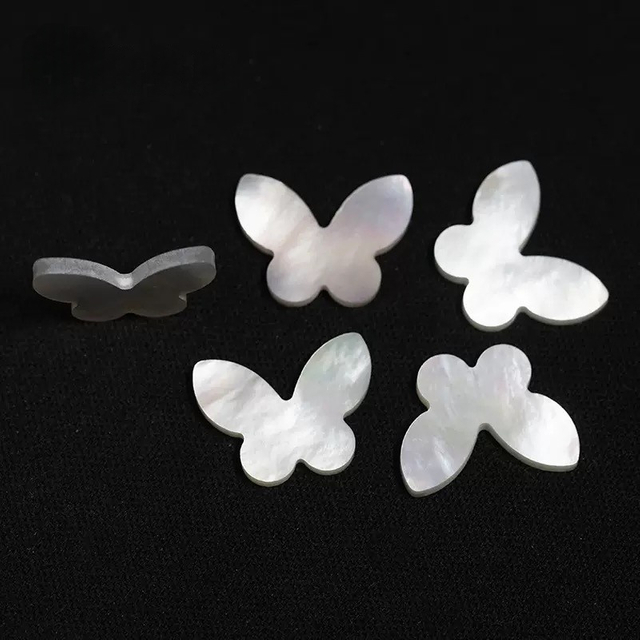 Natural Mother of pearl butterfly shape cutting white shell jewelry making earring plain face for inlay jewelry 