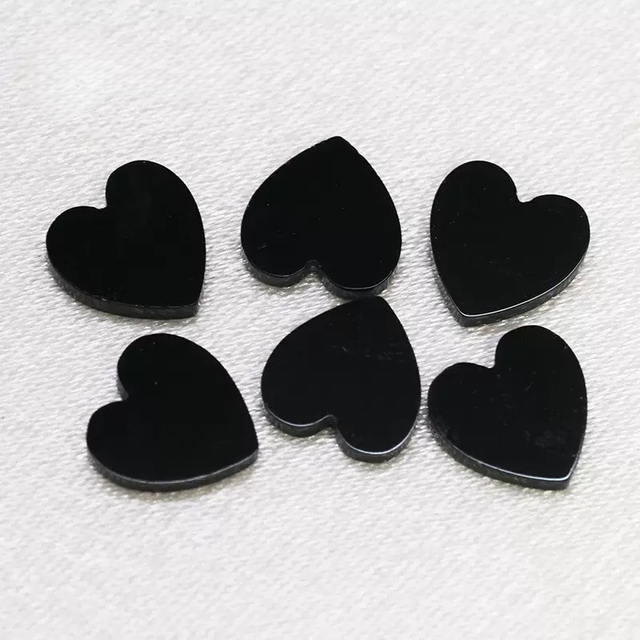 black agate carving onxy heart shape plain face cutting earring jewelry making necklace design using small beans inlay making