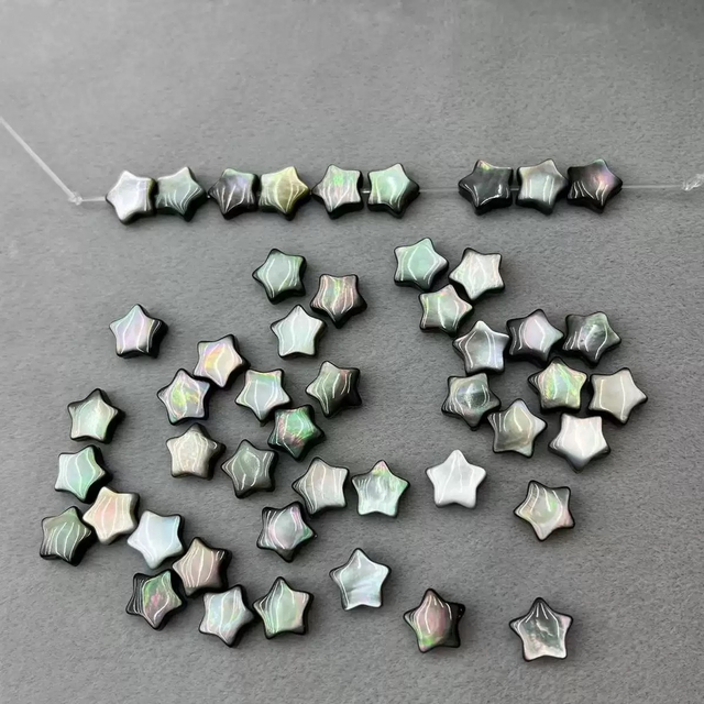 Natural Mother of pearl carving star shape cutting embossment design for chain bracelet necklace jewelry making little beans