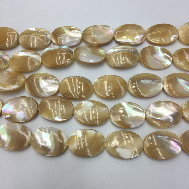 Natural Mother of pearl oval shape brown shell necklace for jewelry making bracelet DIY parts oval cabochon chain using 