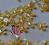 Natural Mother of pearl flower cutting yellow color shell small flower jewelry design making for DIY earring little beans style