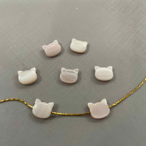 Natural Mother of pearl ketty shape cutting pink color cat animal for jewelry chain design making small beads cabochon necklace