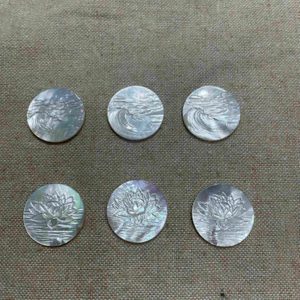 Natural Mother of pearl round shape cutting image design for jewelry making pendant icons design white shell embossment design