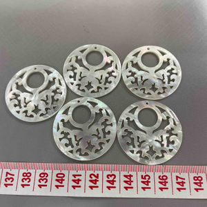 Natural Mother of pearl round shape earrings design cutting hollow style big pendant for DIY design using white shell butterfly