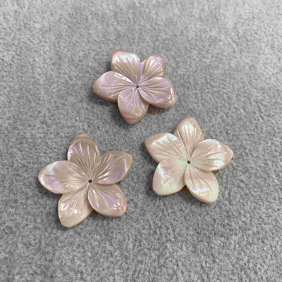 Natural pink shell flower pink color mop carving for jewelry making for ring DIY jewelry parts
