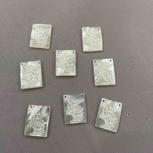 Natural Mother of pearl angle carving image pendant design square baby icons for necklace parts making white shell 