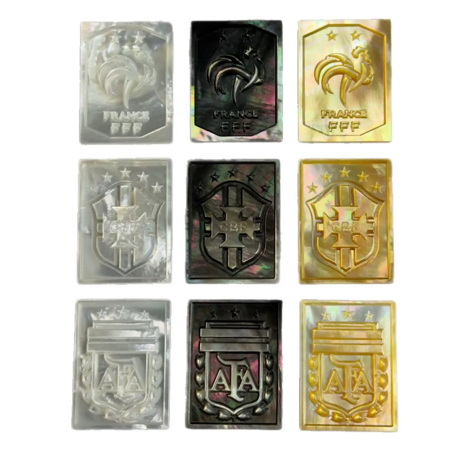 Natural Mother of pearl icons design square shape face cutting cabochon making for pendant inlay embossment face black 