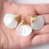 Natural Mother of pearl drop shape pendant design white shell jewelry making design plain face cabochon earring small size