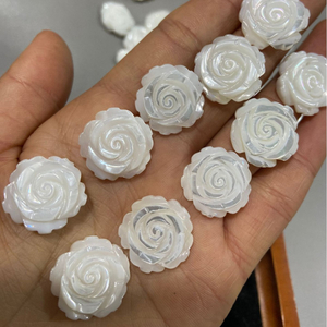 Natural Mother of pearl rose flower earring making white flower for pendant cabochon jewelry design parts necklace DIY carving 