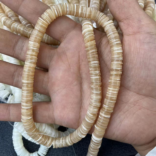 Natural Mother of pearl round necklace design making thin light thickness bracelet disc shape white color jewelry DIY making 