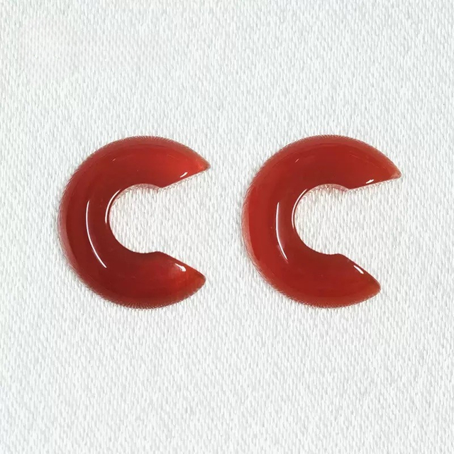 Red agate stone cabochon cutting jewelry design earring or pendant using inlay design parts red color stone making carving