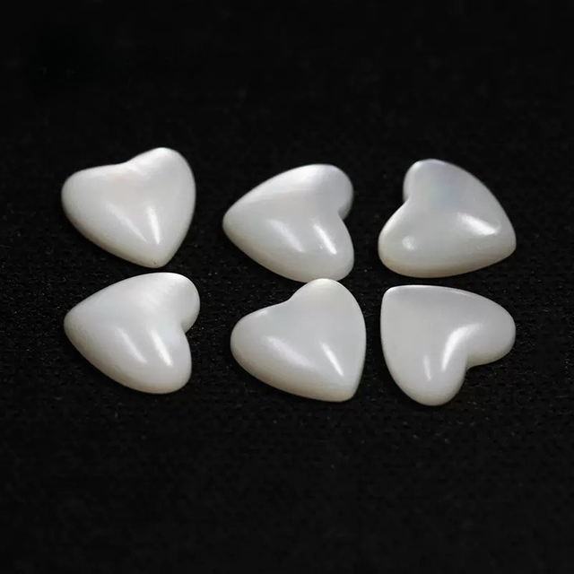 Natural Mother of pearl carving heart small size cabochon white shell design cutting earring making jewelry inlay round shape