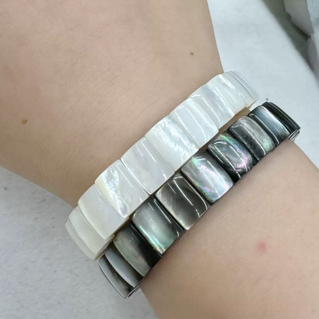 Natural Mother of pearl bracelet shell square shape plain face black shell bracelet new jewelry making for many design DIY