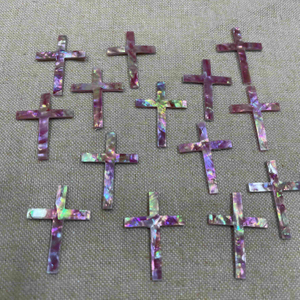 Natural Mother of pearl pink cross cutting shape cross pendant design for jewelry inlay style pink shell plain face carving