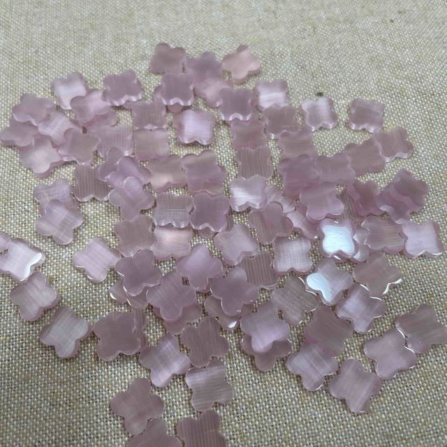 pink cat eyes stone clover shape cutting jewelry new stone pink color pendant earring making for inlay design silver using