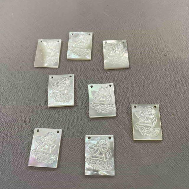 Natural Mother of pearl angle design image cutting baby icons cabochon jewelry pendant inlays making necklace parts square