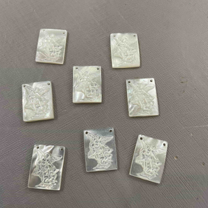 Natural Mother of pearl angle carving image pendant design square baby icons for necklace parts making white shell 