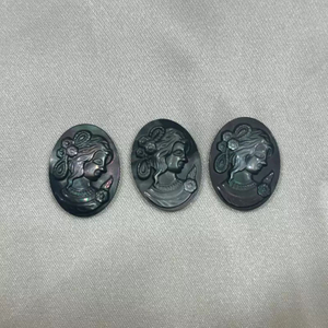 Natural Mother of pearl lady face design cutting cameo design pendant making black shell beauty lady embossment design 