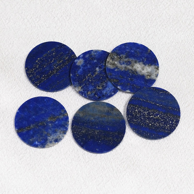 Natural Lapis stone round shape cutting plain face jewelry pendant design inlay way cabochon making for the DIY siliver jewelry