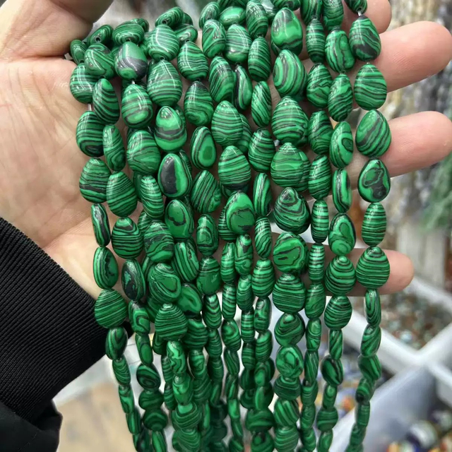 Natural Mother of pearl drop shape chain design tiger eye stone jewelry necklace making malachite stone cabochon design