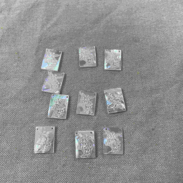 Natural Mother of pearl embossment image Dragon Killer square shape cutting for jewelry inlay making pendant making 