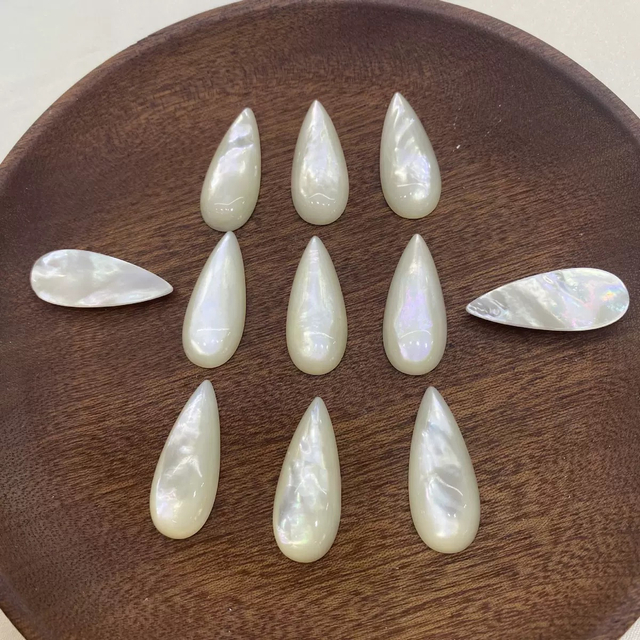 Natural Mother of pearl drop shape cabochon big size pendant earring jewelry making plain face long drop shape inlay design