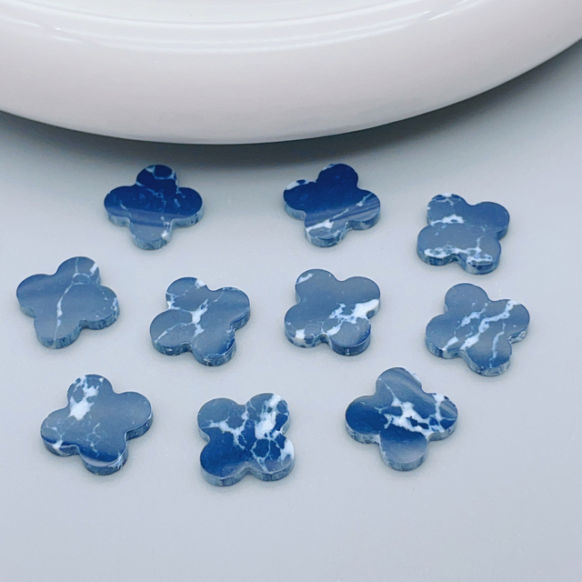Natural Mother of pearl flat shape cutting clover shape blue tuquoise inlay design jewelry making earring design