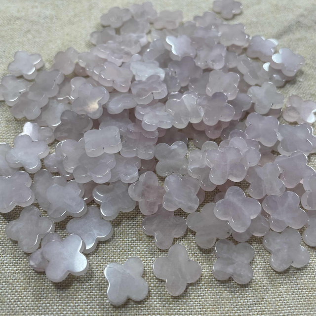 Pink rose material clover shape flower cutting jewelry inlay making for necklace parts pink crystal pink color