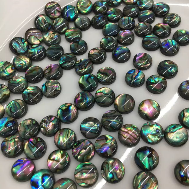 Natural abalone shell carving round shape cabochon jewelry inlay design bombe shape plain face colorful rings making 