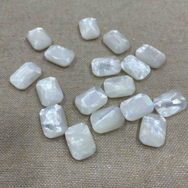 Natural Mother of pearl carving face square shape double cutting for jewelry pendant rings making design cabochon carving 