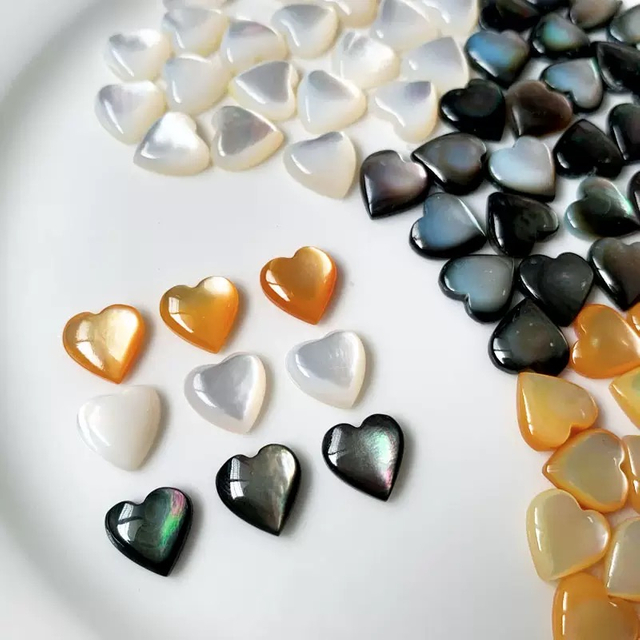 Natural Mother of pearl carving heart shape cabochon inlay design making jewelry rings parts small beans shell heart cutting
