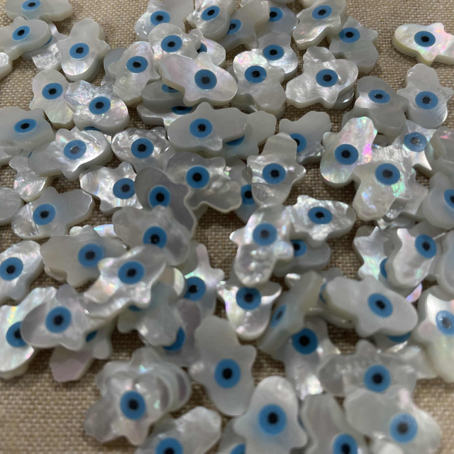Natural Mother of pearl fatima hand big size evil eyes for jewelry making for necklace bracelet using and jewelry inlay design