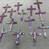 Natural Mother of pearl pink cross cutting shape cross pendant design for jewelry inlay style pink shell plain face carving