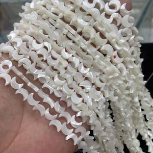 Natural Mother of pearl moon chain for jewelry making necklace design white mop plain shape carving bracelet DIY 