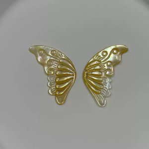 Natural Mother of pearl butterfly shape carving big size cabochon the wing design for pendant jewelry white shell colorful wing