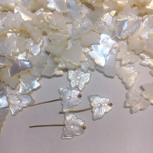 Natural Mother of pearl butterfly design cutting for chain making for necklace using white shell small butterfly design cabochon