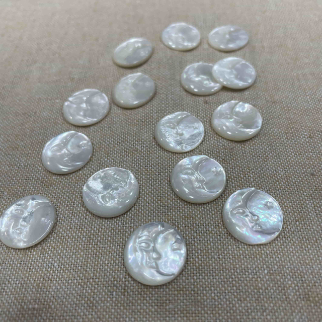Natural Mother of pearl carving image moon face design embossment picture for jewelry making DIY