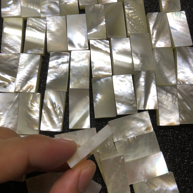 Natural Mother of pearl rectangle shape cutting heavy thickness white shell original material plain face jewelry making design 