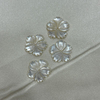 Natural Mother of pearl flower shape carving rings cabochon making white shell flower jewelry earrings for DIY design bracelet
