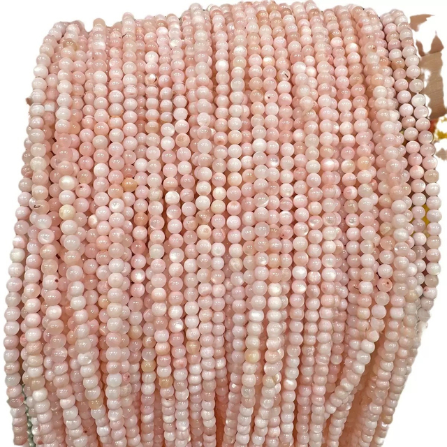 Natural Mother of pearl round beans chain color beans jewelry necklace making bracelet DIY using pink stone chain
