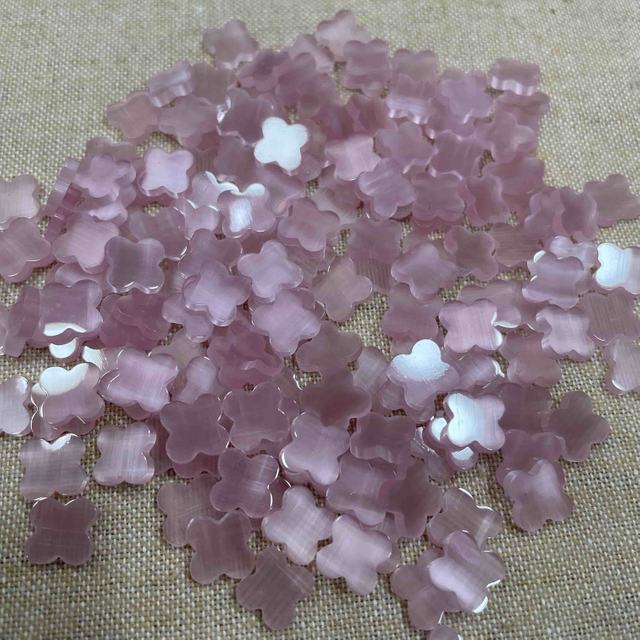 pink cat eyes stone clover shape cutting jewelry new stone pink color pendant earring making for inlay design silver using