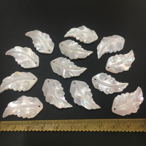Natural Mother of pearl leaf shape carving big size leaf for pendant making white shell face cutting pendant design cabochon