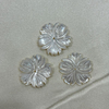 Natural Mother of pearl flower shape carving rings cabochon making white shell flower jewelry earrings for DIY design bracelet