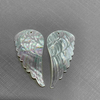 Natural Mother of pearl wing cutting jewelry pendant design big size feather shape face carving for DIY making white shell wings