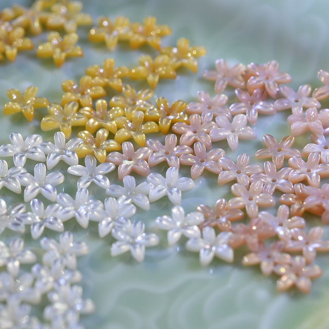 Natural Mother of pearl carving flower shape for earring design small cabochon jewelry necklace design making little beans parts