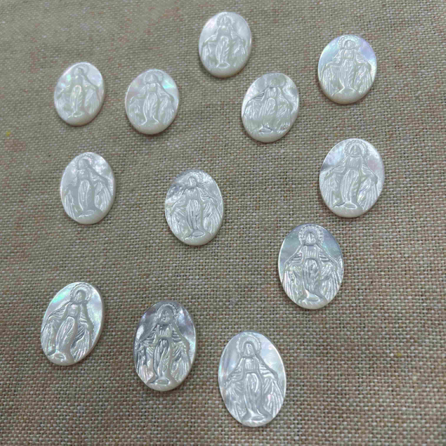 Natural Mother of pearl carving image Virgin Mery design embossment items for jewelry making pendant icons inlay design